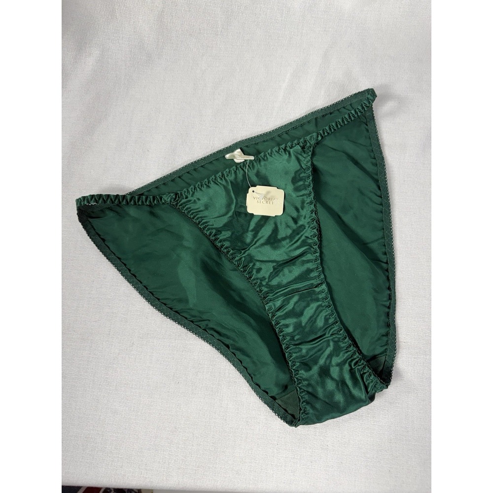 VTG Victoria's Secret HighCut Satin 100% Silk String Bikini NWT 80s Second Skin